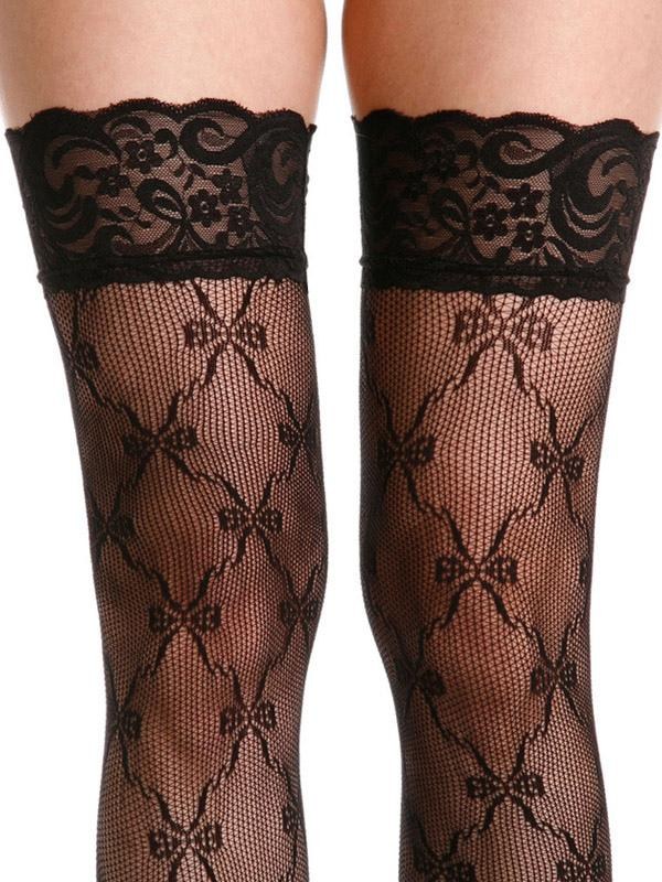 Sexy Fishnet Thigh High Stockings With Stripped Top For Women