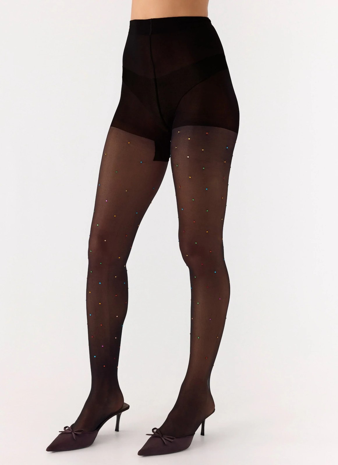 Icyln Diamonte 12 Denier Stockings - Black Multi Sparkle - IRIS PETAL