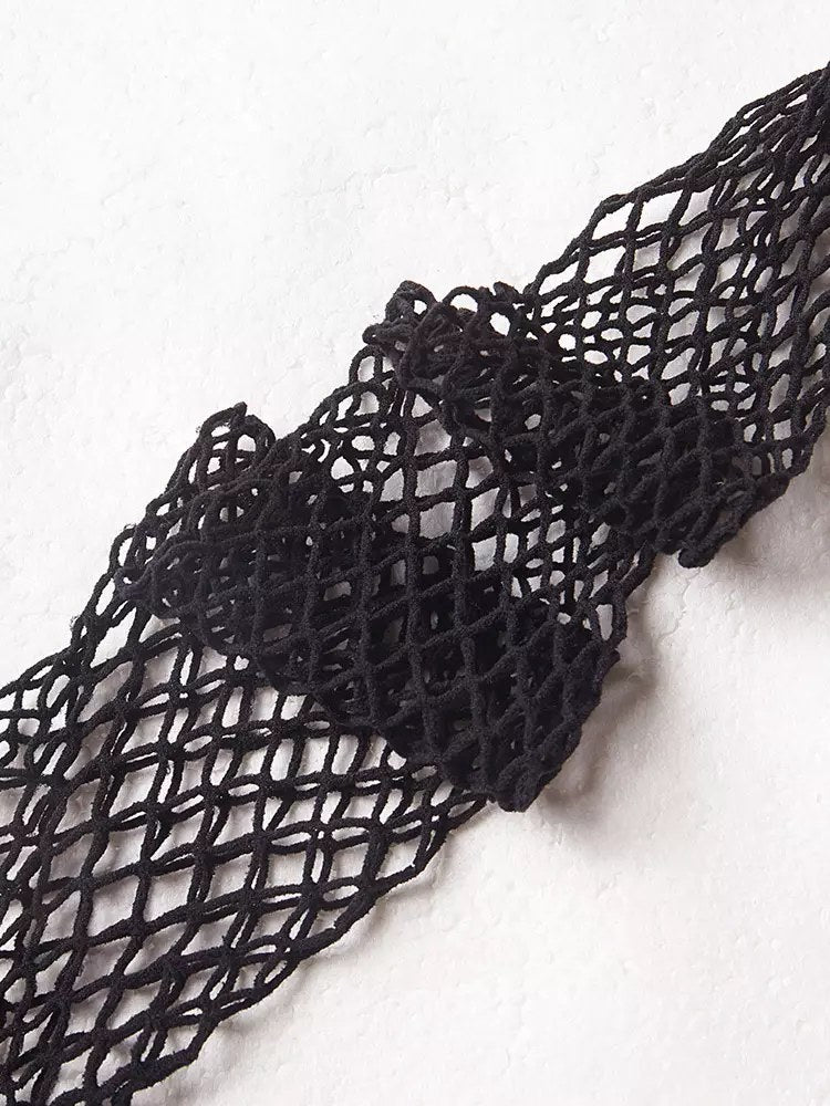 Womens Fishnet Stockings Nurse Cross Patch Thigh High Cosplay Over Knee Socks